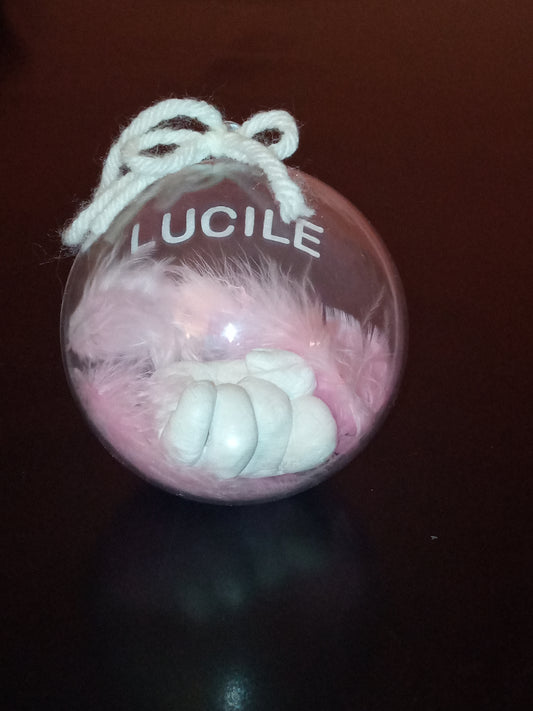 1 empreinte bébé dans boule de noël personnalisée